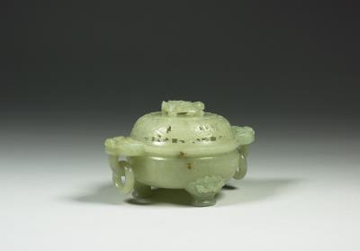 图片[3]-Jade incense burner with ring handles and animal-mask pattern, Qing dynasty (1644-1911)-China Archive